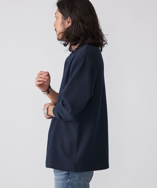 SHIPS（シップス）の「【WEB限定】SHIPS:〈抗菌・防臭〉ワンポイントロゴ バーズアイ ヘンリーネック 長袖 Tシャツ（Tシャツ/カットソー・メンズ・ブラック/ホワイト/ライトグレー/ダークグレー/ネイビー・SMALL/MEDIUM/LARGE/X-LARGE）」の16枚目の写真