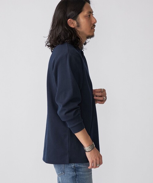 SHIPS（シップス）の「【WEB限定】SHIPS:〈抗菌・防臭〉ワンポイントロゴ バーズアイ ヘンリーネック 長袖 Tシャツ（Tシャツ/カットソー・メンズ・ブラック/ホワイト/ライトグレー/ダークグレー/ネイビー・SMALL/MEDIUM/LARGE/X-LARGE）」の18枚目の写真