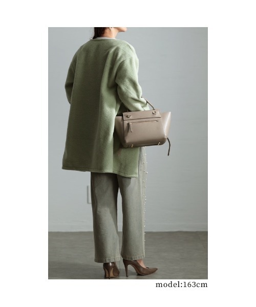 Sawa a la mode（サワアラモード）の「ノーカラー起毛ジャケット（ノーカラージャケット・レディース・ホワイト/グリーン/モカ・FREE）」の15枚目の写真