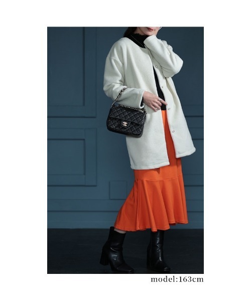Sawa a la mode（サワアラモード）の「ノーカラー起毛ジャケット（ノーカラージャケット・レディース・ホワイト/グリーン/モカ・FREE）」の21枚目の写真