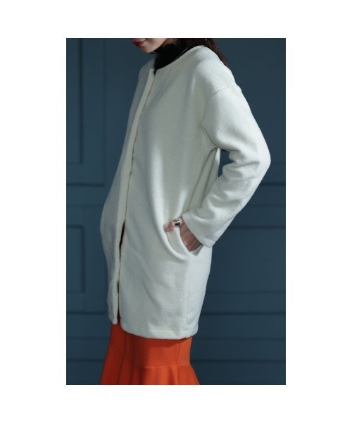 Sawa a la mode（サワアラモード）の「ノーカラー起毛ジャケット（ノーカラージャケット・レディース・ホワイト/グリーン/モカ・FREE）」の22枚目の写真