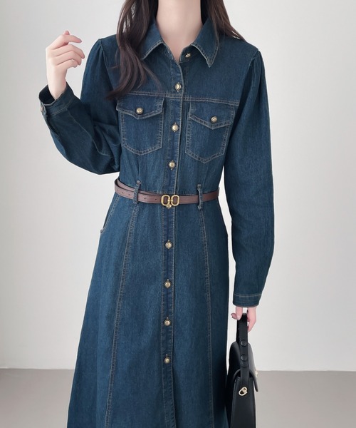 emi+(エミプラス)の「デニムシャツワンピース(ワンピース・レディース・ネイビー・M/XL/L)」の13枚目の写真
