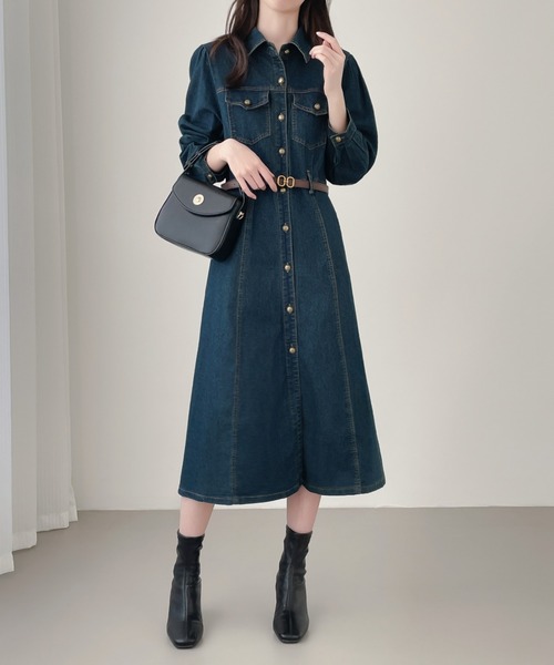emi+(エミプラス)の「デニムシャツワンピース(ワンピース・レディース・ネイビー・M/XL/L)」の5枚目の写真