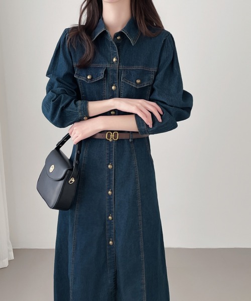 emi+(エミプラス)の「デニムシャツワンピース(ワンピース・レディース・ネイビー・M/XL/L)」の11枚目の写真