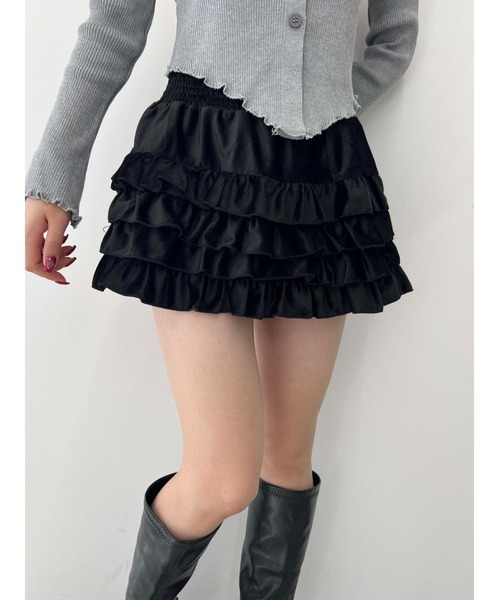 PHILLY（フィリー）の「【PHILLY】起毛ミニティアードスカパン（スカート・レディース・アイボリー/ブラック・FREE）」の10枚目の写真