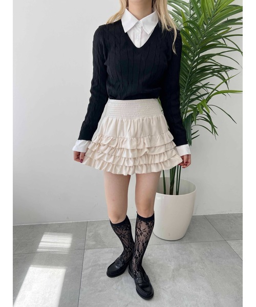 PHILLY（フィリー）の「【PHILLY】起毛ミニティアードスカパン（スカート・レディース・アイボリー/ブラック・FREE）」の8枚目の写真