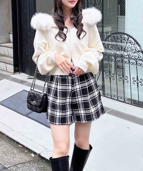 Y's モノトーンチェック柄 キュロットパンツ INGNI（イング）の「チェック柄キュロットパンツ（その他パンツ