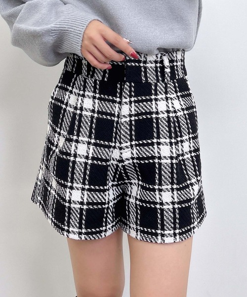 Y's モノトーンチェック柄 キュロットパンツ Y's モノトーンチェック柄 キュロットパンツ チェック柄