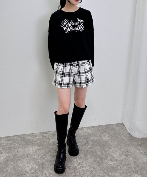白黒チェック柄キュロットパンツ INGNI パンツ チェック柄キュロットパンツ レディース
