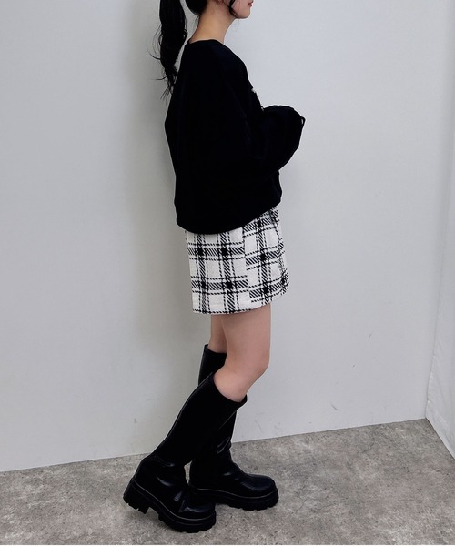 白黒チェック柄キュロットパンツ INGNI パンツ チェック柄キュロットパンツ レディース