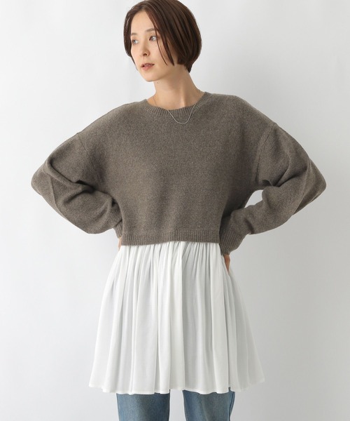 LEPSIM(レプシィム)の「ニットドッキングチュニックワンピース 152738(チュニック・レディース・チャコールグレー/ブラウン/ライトピンク/ライトブルー/アイボリー・FREE)」の4枚目の写真