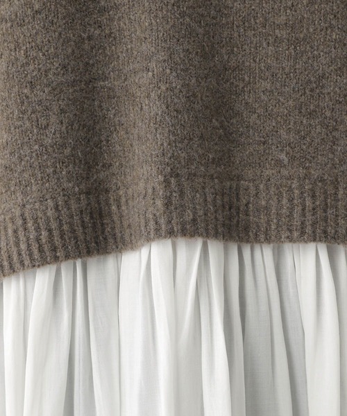 セール】ニットドッキングチュニックワンピース 152738