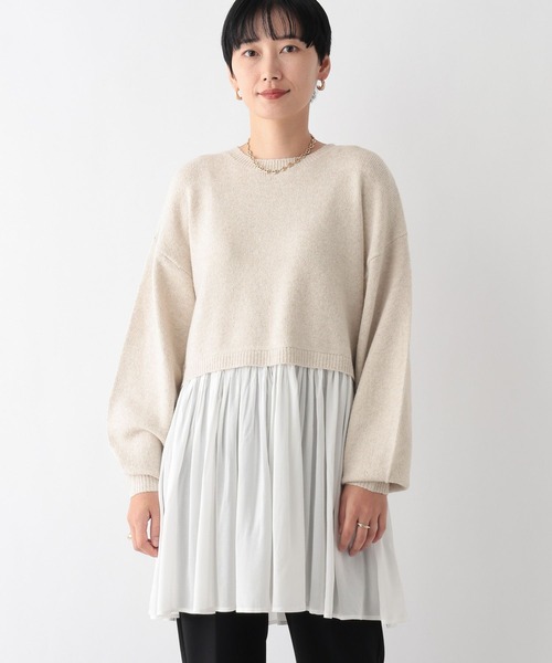 ベアチュニック KNIT SALE】ベア天竺×ドット発泡プリントチュニック（WOMENトップス
