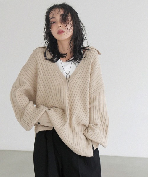 美品♡スピック＆スパン Vネックルーズニット Vネックルーズポロニット（ニット/セーター）｜LIAN（リアン）の