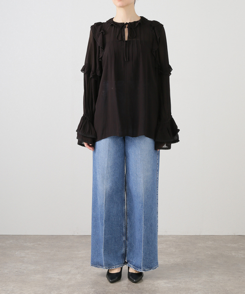 ✨️新品・未着用✨️ SLOBE IENA シアージョーゼットフリルブラウス SLOBE IENA（スローブイエナ）の「シアージョーゼットフリル