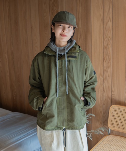 INTER FACTORY（インターファクトリー）の「ﾆｼﾙﾙ - stitch nylon parker made in INTERFACTORY（ナイロンジャケット・レディース・ブラック/カーキ・FREE）」の21枚目の写真