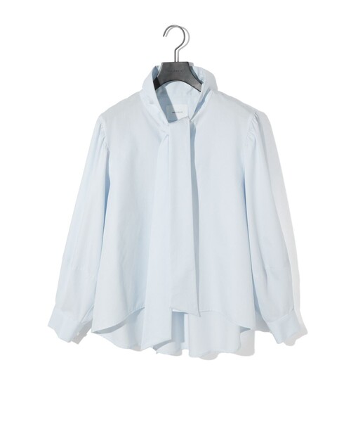 MIDIUMISOLID(ミディウミソリッド)の「MIDIUMISOLID for Ladies リボンタイシャツ(シャツ/ブラウス・レディース・ブラック/ライトブルー/オフホワイト・FREE)」の4枚目の写真