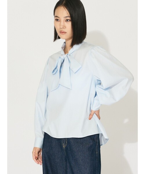 MIDIUMISOLID(ミディウミソリッド)の「MIDIUMISOLID for Ladies リボンタイシャツ(シャツ/ブラウス・レディース・ブラック/ライトブルー/オフホワイト・FREE)」の8枚目の写真