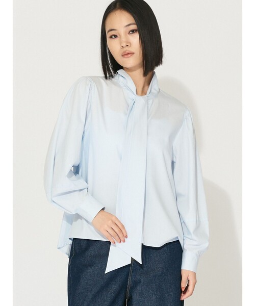 MIDIUMISOLID(ミディウミソリッド)の「MIDIUMISOLID for Ladies リボンタイシャツ(シャツ/ブラウス・レディース・ブラック/ライトブルー/オフホワイト・FREE)」の10枚目の写真