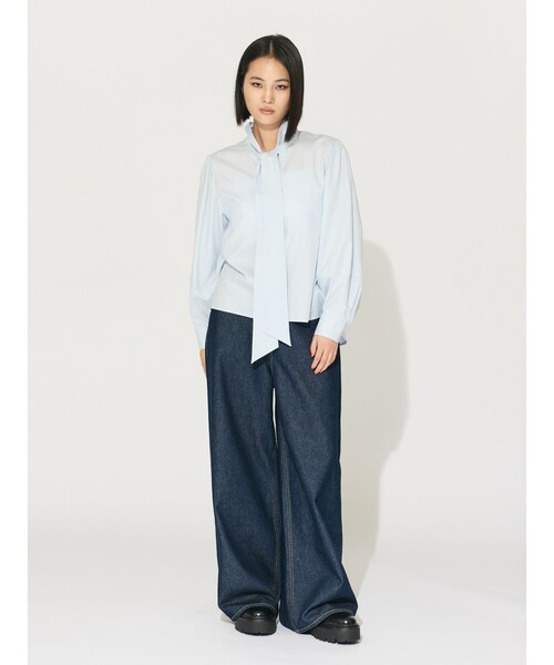 MIDIUMISOLID(ミディウミソリッド)の「MIDIUMISOLID for Ladies リボンタイシャツ(シャツ/ブラウス・レディース・ブラック/ライトブルー/オフホワイト・FREE)」の11枚目の写真