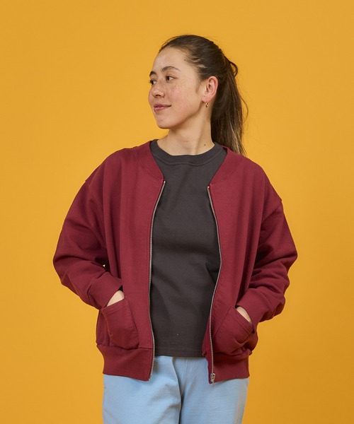 WALLA WALLA SPORT（ワラワラスポーツ）の「13oz CREW CARDIGAN/13オンス クルーカーディガン（スウェット・レディース・ブラック/レッド/イエロー系その他/アクア/ダークネイビー/グレー/ワインレッド・MEDIUM）」の7枚目の写真