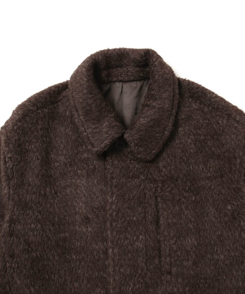 JUNRED(ジュンレッド)の「シャギーショートコート(ステンカラーコート・メンズ・ブラック/ダークブラウン・S/M/L)」の6枚目の写真