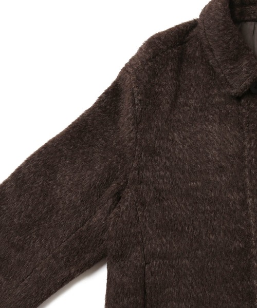 JUNRED(ジュンレッド)の「シャギーショートコート(ステンカラーコート・メンズ・ブラック/ダークブラウン・S/M/L)」の7枚目の写真