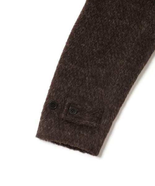 JUNRED(ジュンレッド)の「シャギーショートコート(ステンカラーコート・メンズ・ブラック/ダークブラウン・S/M/L)」の8枚目の写真