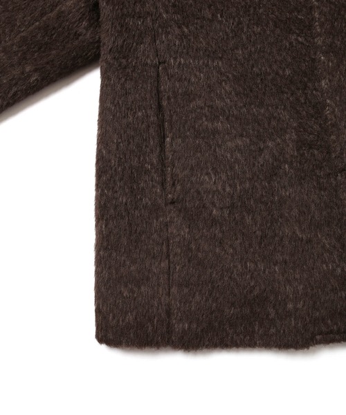 JUNRED(ジュンレッド)の「シャギーショートコート(ステンカラーコート・メンズ・ブラック/ダークブラウン・S/M/L)」の9枚目の写真