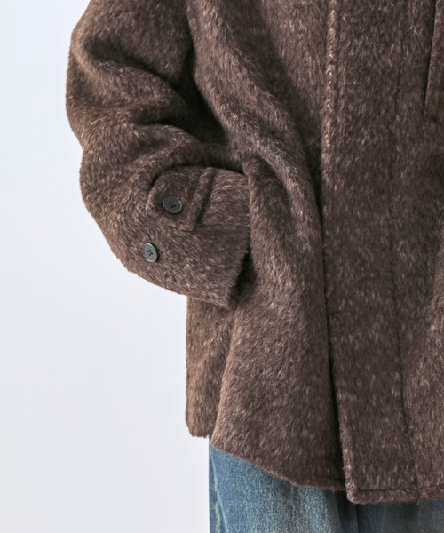 JUNRED(ジュンレッド)の「シャギーショートコート(ステンカラーコート・メンズ・ブラック/ダークブラウン・S/M/L)」の20枚目の写真