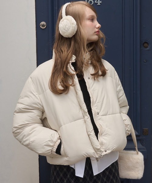 Birthday room（バースデイルーム）の「スタンドカラー中綿ショートジャケット / stand collar cotton batting short jacket（ダウンジャケット/コート・レディース・ホワイト/ピンク/イエロー/ライトブルー/ブラック・FREE）」の7枚目の写真