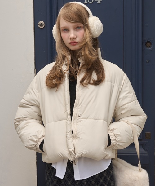 Birthday room（バースデイルーム）の「スタンドカラー中綿ショートジャケット / stand collar cotton batting short jacket（ダウンジャケット/コート・レディース・ホワイト/ピンク/イエロー/ライトブルー/ブラック・FREE）」の8枚目の写真