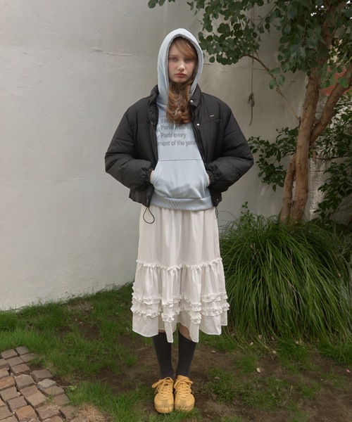 Birthday room（バースデイルーム）の「スタンドカラー中綿ショートジャケット / stand collar cotton batting short jacket（ダウンジャケット/コート・レディース・ホワイト/ピンク/イエロー/ライトブルー/ブラック・FREE）」の20枚目の写真