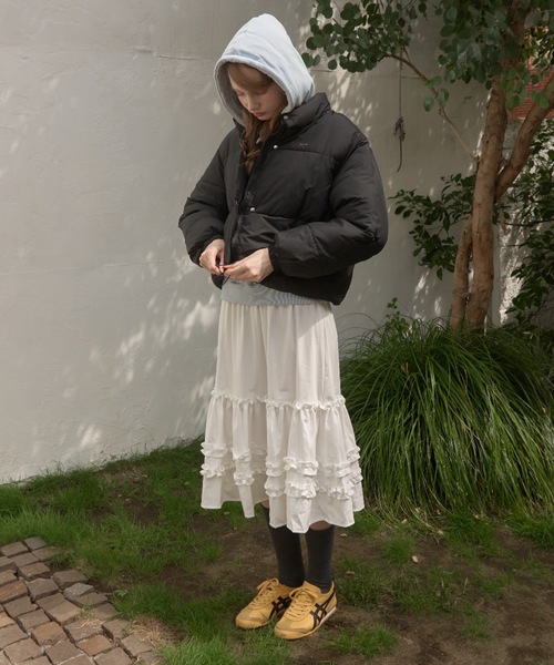 Birthday room（バースデイルーム）の「スタンドカラー中綿ショートジャケット / stand collar cotton batting short jacket（ダウンジャケット/コート・レディース・ホワイト/ピンク/イエロー/ライトブルー/ブラック・FREE）」の22枚目の写真