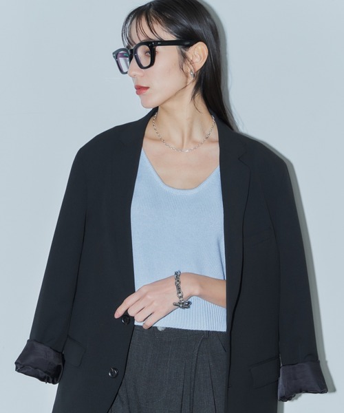 LIENCOEUR(リアンクール)の「ニットクロップドベスト(ベスト・レディース・ブルー/ベージュ/ライトブルー・FREE)」の4枚目の写真