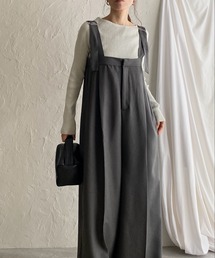 She's Closet（シーズクローゼット）の「フロントジップハイウエストタック入りオールインワンセンタープレスワイドパンツサロペット（サロペット/オーバーオール）」