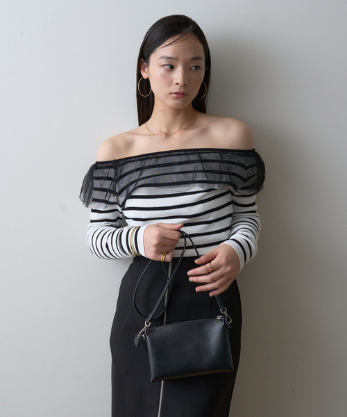 EMMA ROUGE VIF(エマルージュヴィフ)の「【一部店舗限定】オフショルチュールリブプルオーバー(ニット/セーター・レディース・ホワイト系その他/ブラック/オフホワイト・フリー)」の20枚目の写真