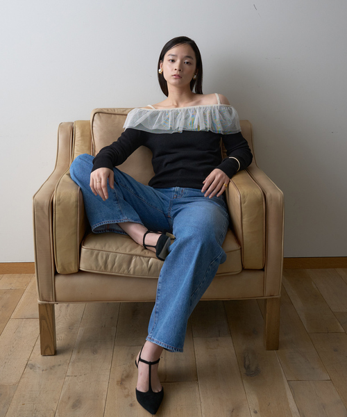 EMMA ROUGE VIF(エマルージュヴィフ)の「【一部店舗限定】オフショルチュールリブプルオーバー(ニット/セーター・レディース・ホワイト系その他/ブラック/オフホワイト・フリー)」の11枚目の写真