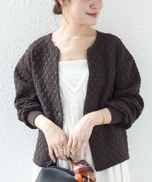 【WEB限定】〈手洗い可能〉キルティング ジャカード カーディガン