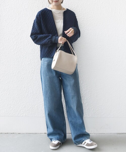 WEB限定】〈手洗い可能〉キルティング ジャカード カーディガン