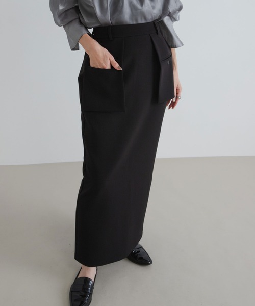 bohmal(ボマール)の「フラップポケットストレートスカート【セットアップ対応】(スカート・レディース・ブラック/グレイッシュベージュ・FREE)」の9枚目の写真