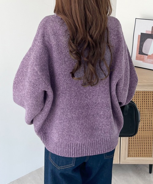 Futier land(フューティアランド)の「アートロゴ相良刺繍ニットトップス(ニット/セーター・レディース・ブルー系その他/チャコールグレー/パープル・FREE)」の11枚目の写真