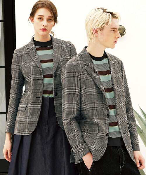DRESSTERIOR(ドレステリア)の「◆ウールコットン グレンチェックジャケット(テーラードジャケット・メンズ・ブラウン系2・94/91/92/90)」の2枚目の写真