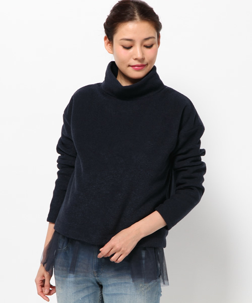 SEVENDAYS=SUNDAY（セブンデイズサンデイ）の「インナー付オフタートルプルオーバー（Tシャツ/カットソー・レディース・チャコールグレー/ネイビー/キャメル・MEDIUM/LARGE）」の2枚目の写真