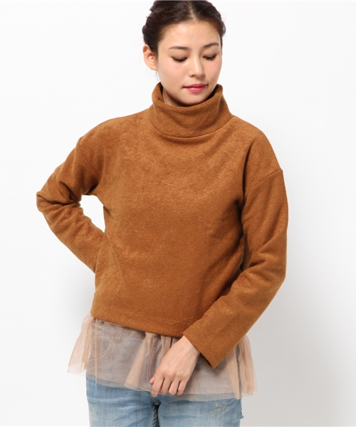 SEVENDAYS=SUNDAY（セブンデイズサンデイ）の「インナー付オフタートルプルオーバー（Tシャツ/カットソー・レディース・チャコールグレー/ネイビー/キャメル・MEDIUM/LARGE）」の12枚目の写真