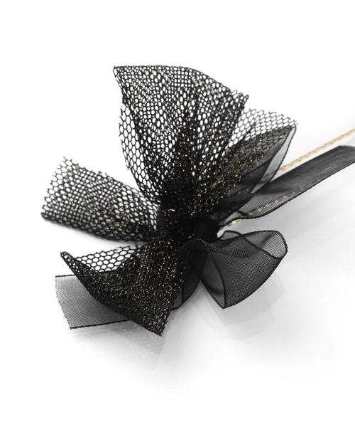 ANEMONE（アネモネ）の「ラメシアーリボンUピン[3本セット]（その他ヘアアクセサリー・レディース・ホワイト/ブラック・FREE）」の4枚目の写真