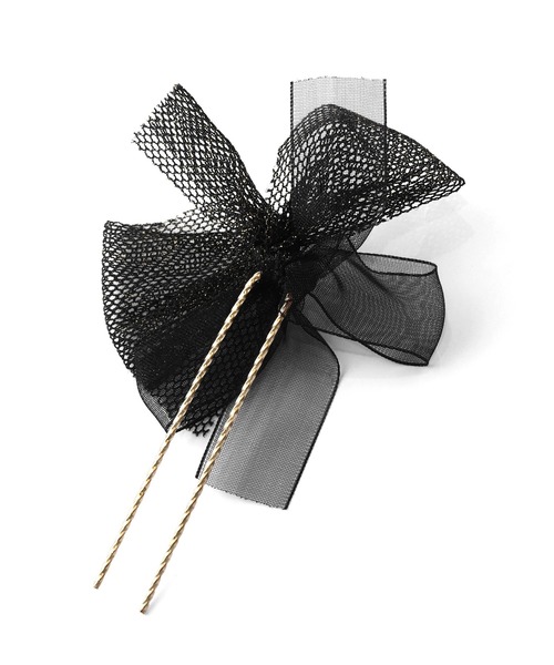 ANEMONE（アネモネ）の「ラメシアーリボンUピン[3本セット]（その他ヘアアクセサリー・レディース・ホワイト/ブラック・FREE）」の3枚目の写真