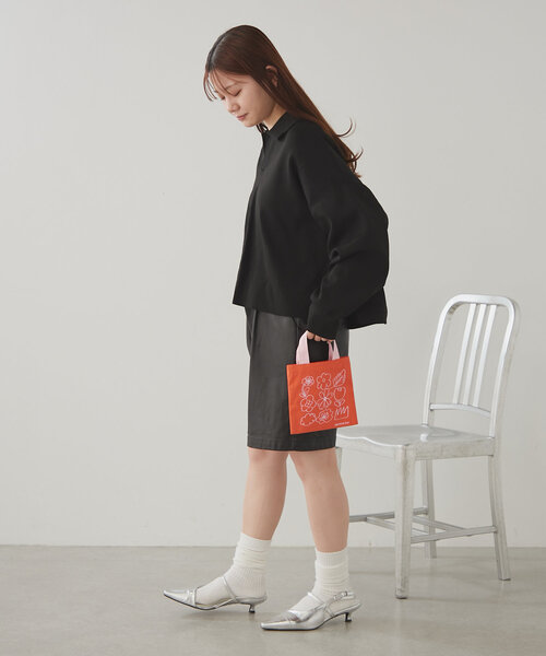 BIRTHDAY BAR（バースデイバー）の「コットンミニスクエアフラットバッグ（トートバッグ・レディース・アイボリー/グリーン/ネイビー/オレンジ・0）」の6枚目の写真