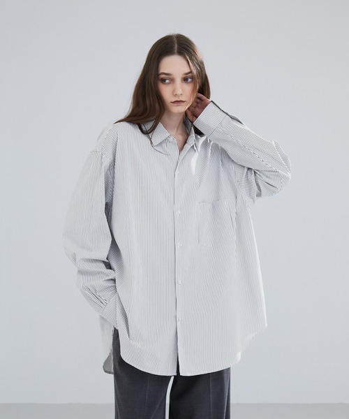 LUENNA(ルエナ)の「【LUENNA】 Wide Collar Loose Fit Shirt /ワイドカラー ルーズフィット シャツ(シャツ/ブラウス・メンズ・ライトブルー/ブラック系1/ホワイト/チャコールグレー/ブラック系2・L/M/S)」の7枚目の写真