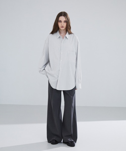 ブラウス シャツ ルーズフィットワイドシャツ レディース LUENNA】 Wide Collar Loose Fit Shirt /ワイドカラー ルーズ